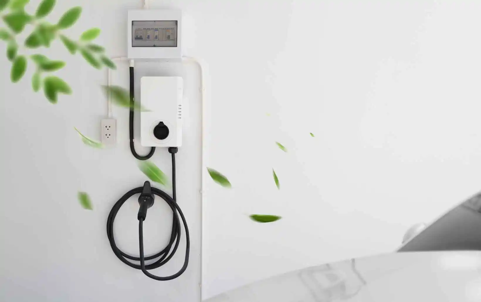 home garage charging electric vehicle in concept 2024 10 18 03 22 14 utc